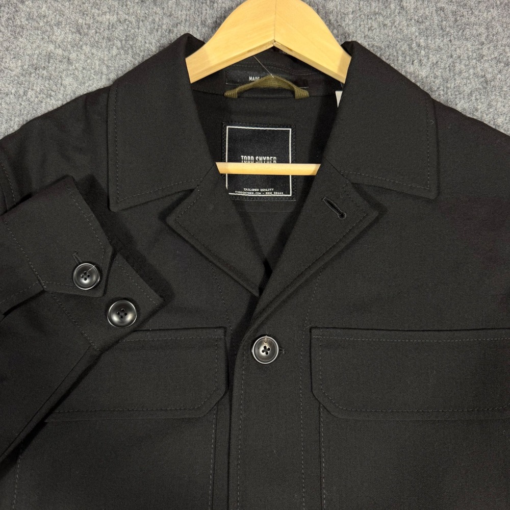 Todd Snyder Gabardine Two Pocket Overshirt Mens S Black 100% Virgin Wool NWT